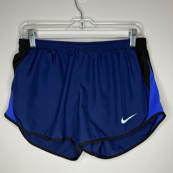 Nike Dri Fit Blue Lined Womens Running Athletic Shorts Size Medium - Picture 1 of 4